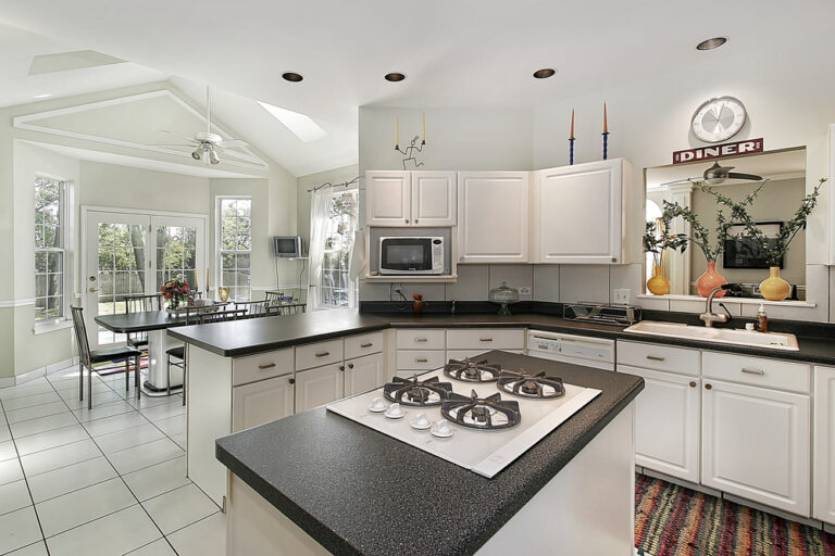 Kitchen with white cabinetry